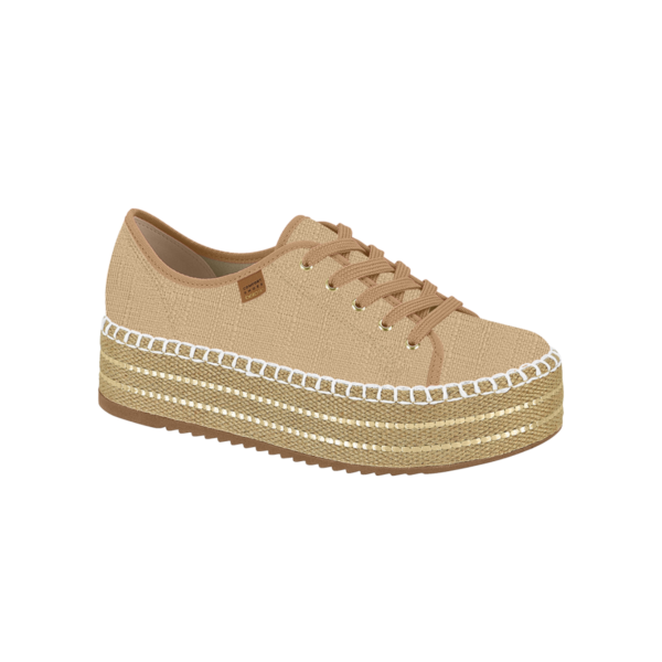 Esyazo Beira Rio sneaker casual feminino tecido linen natural