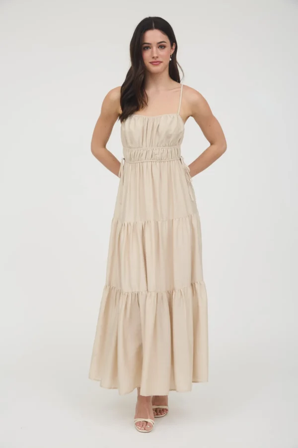 Waist tie shirred tiered midi dress - Image 6