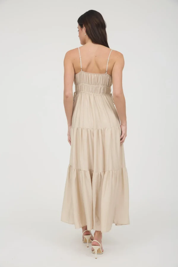 Waist tie shirred tiered midi dress - Image 5