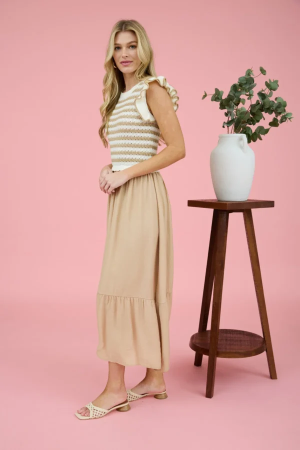 Stripe sweater top mixed media midi dress - Image 2