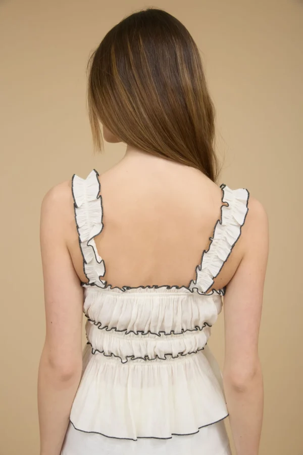 Contrast trim ruched bow detail sleeveless blouse - Image 3