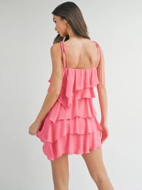 Sleeveless tiered ruffle mini dress - fuchsia - Image 2