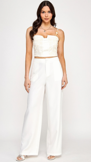Esyazo Embroidery Detail Top and Pants set
