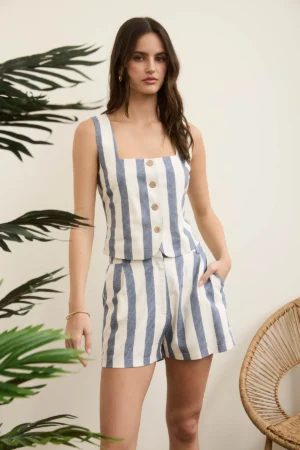 Stripe linen and short set