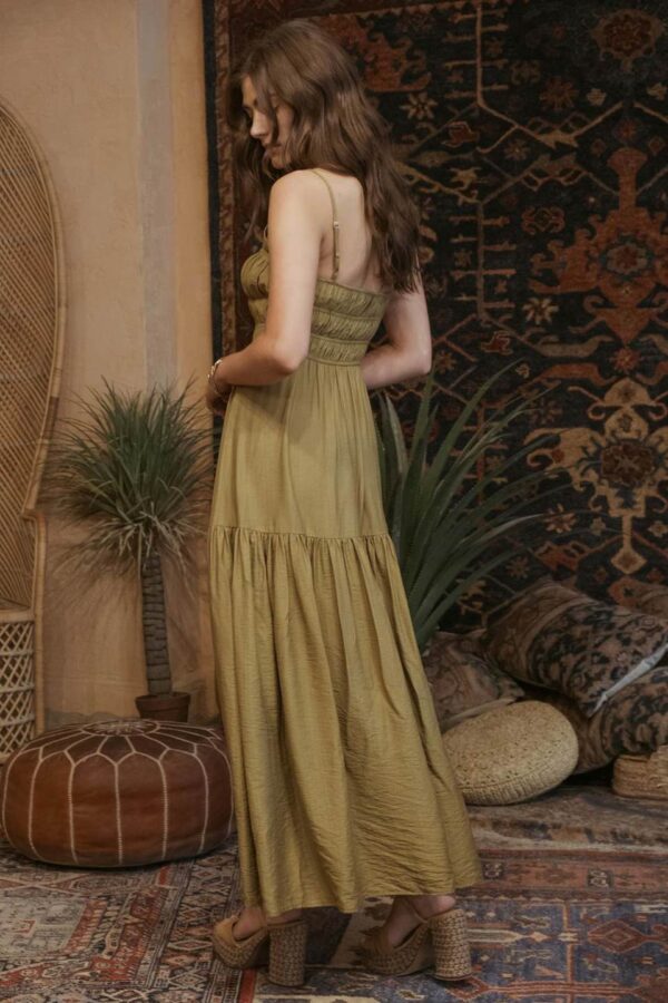 Shirred front tie sleeveless midi dress - Image 8