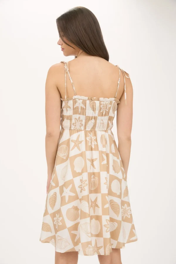 Sea tile pattern spaghetti strap mini dress - Image 3