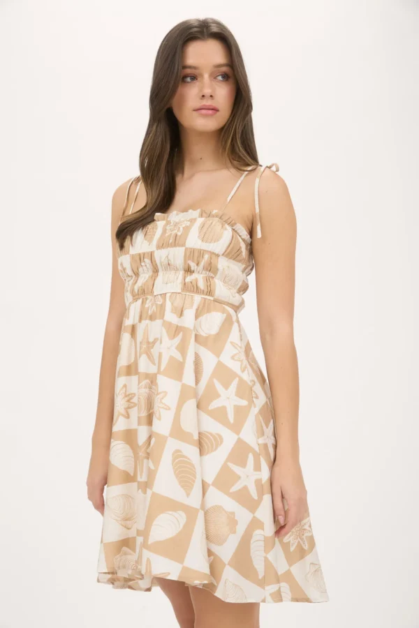 Sea tile pattern spaghetti strap mini dress - Image 4