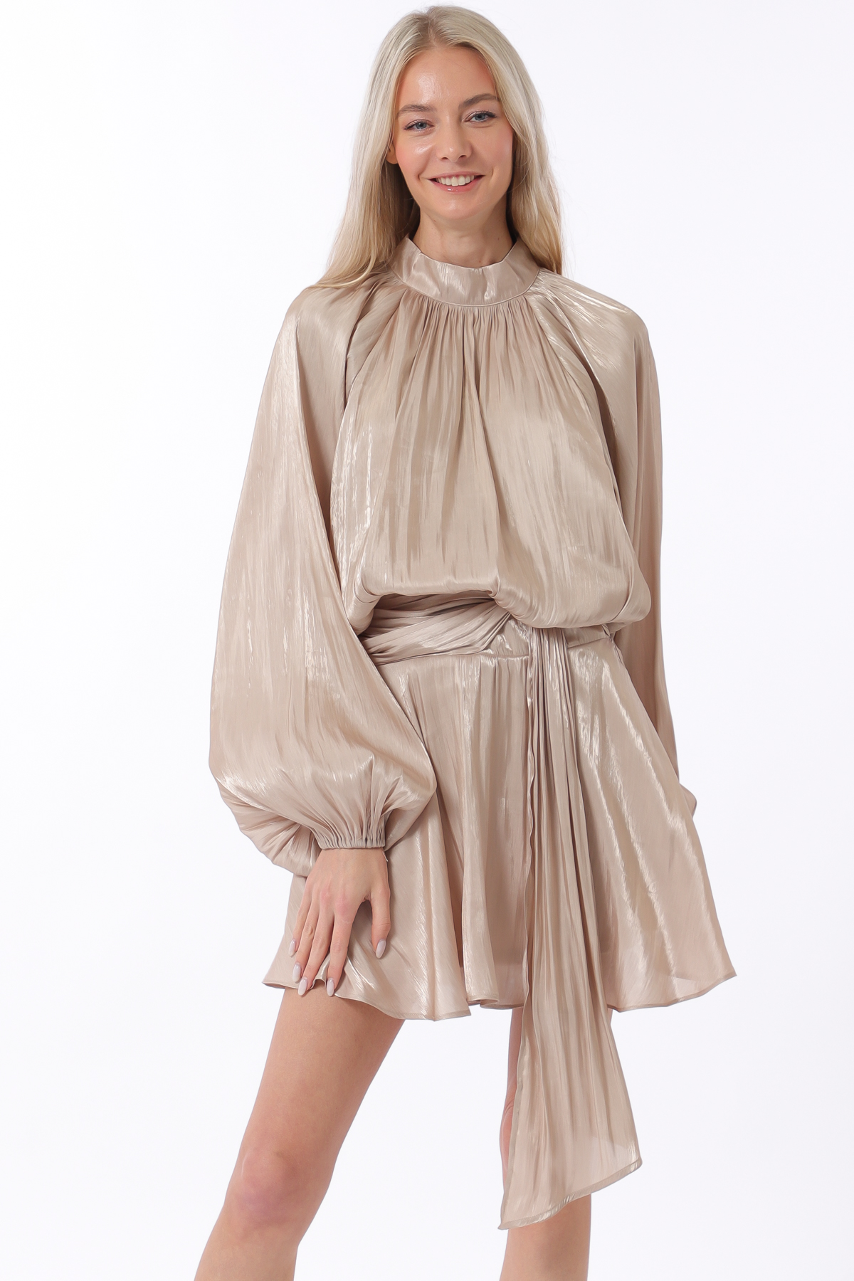 Elastic back waisted organza mini dress - Image 2