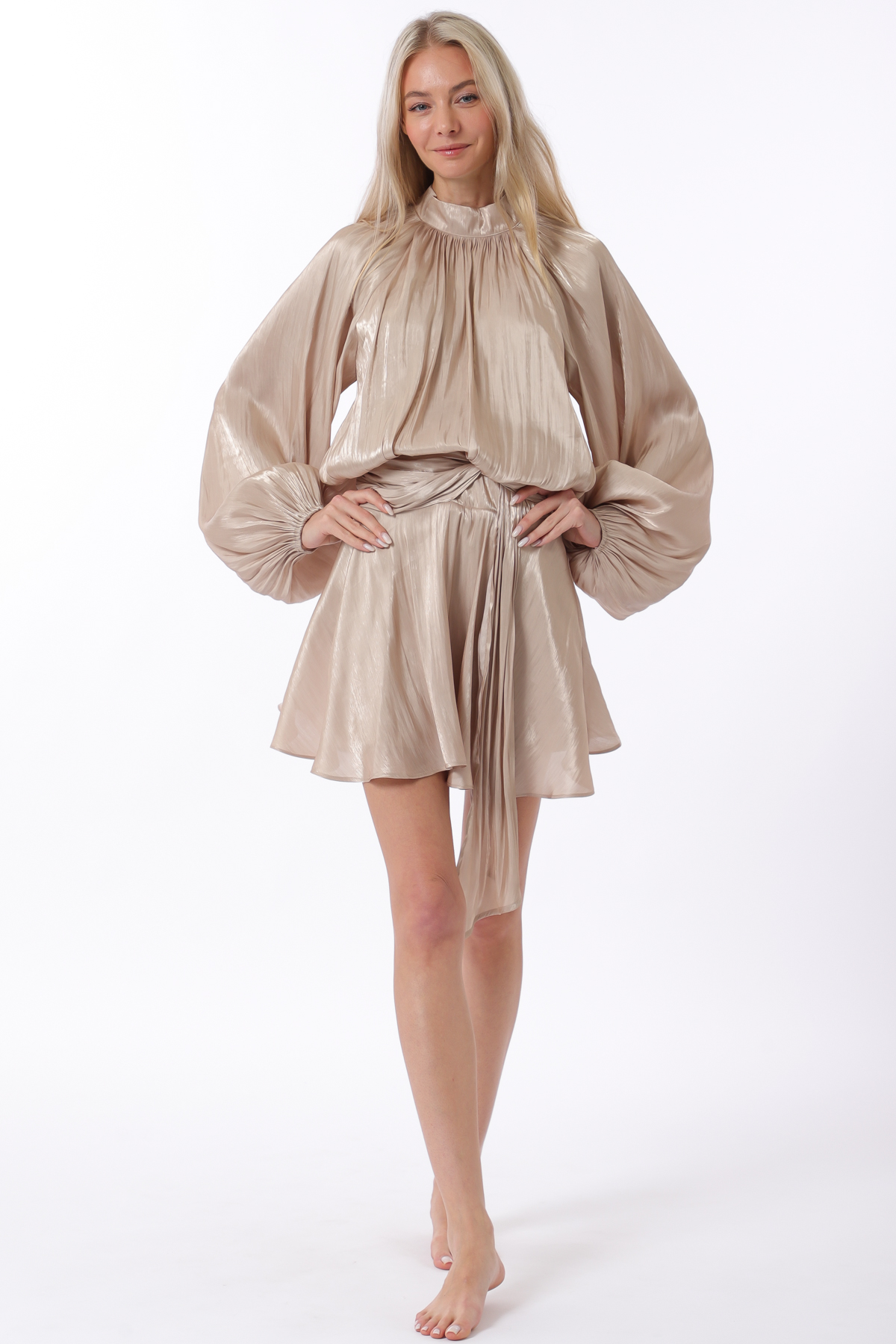 Elastic back waisted organza mini dress - Image 7