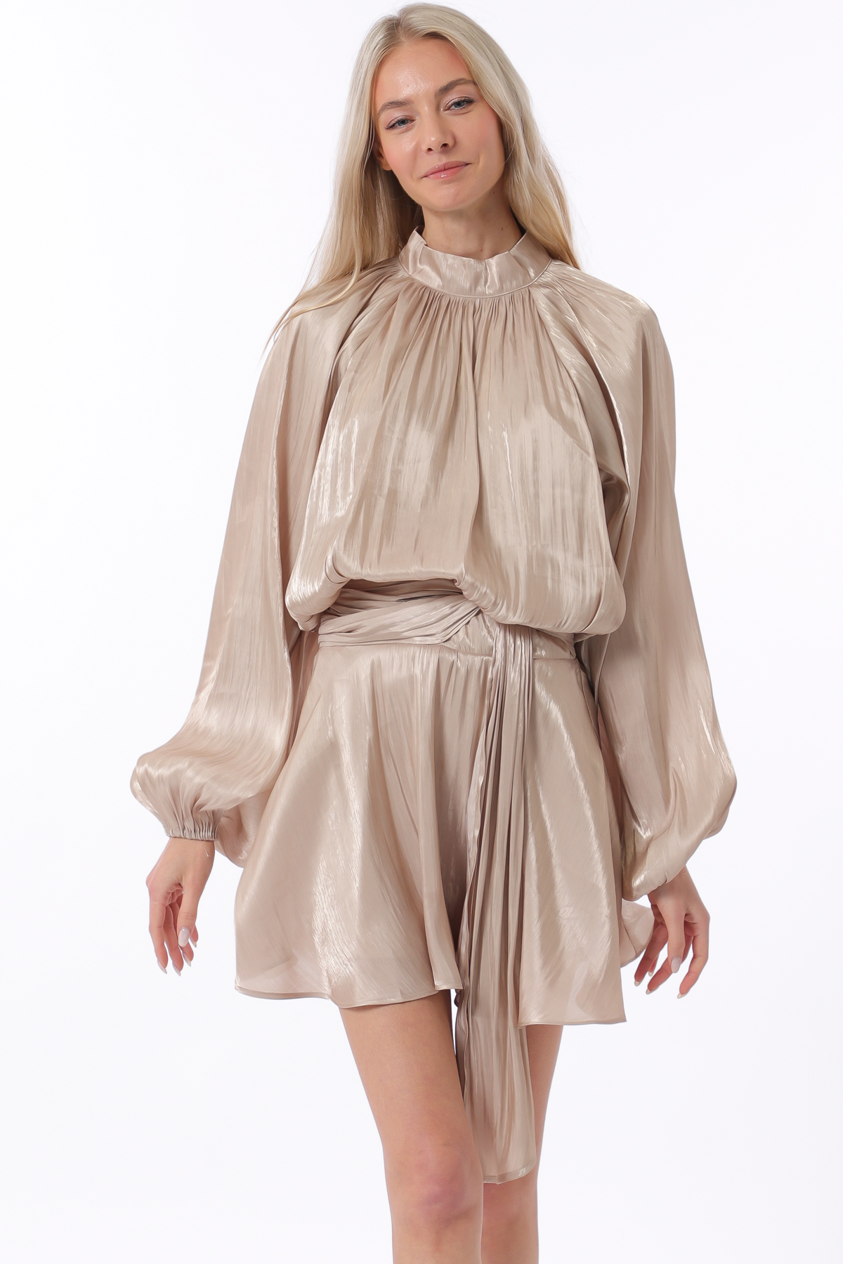 Elastic back waisted organza mini dress - Image 3