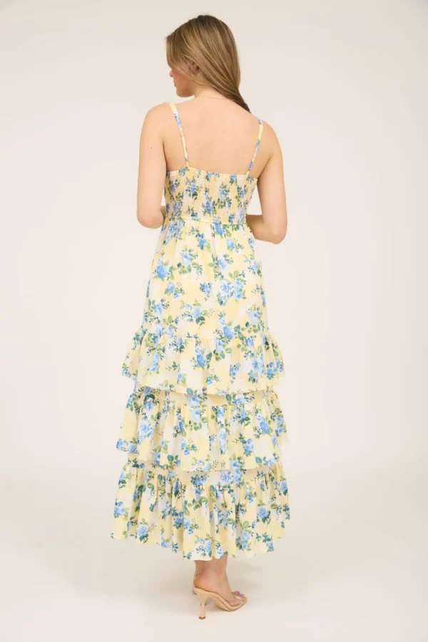 Floral sleeveless tiered hem midi dress - Image 2