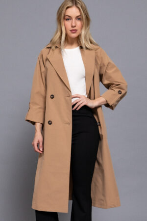 Long sleeve belted trench coat