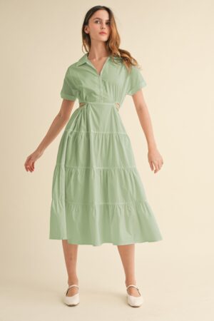 Mid-length Tiered Cut-out Dress