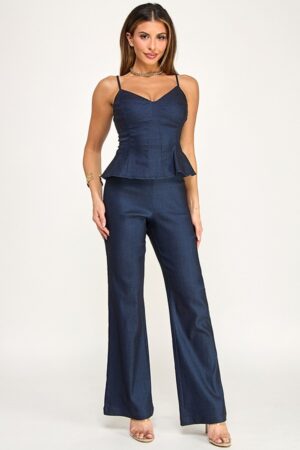 Sleeveless Peplum Top With Pants Set