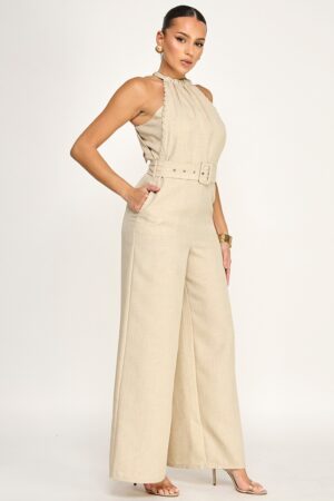 Craft Stitch Detail Halter Neck Jumpsuit