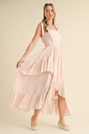Sleeveless Tie-shoulder Flowy Ruffle Dress
