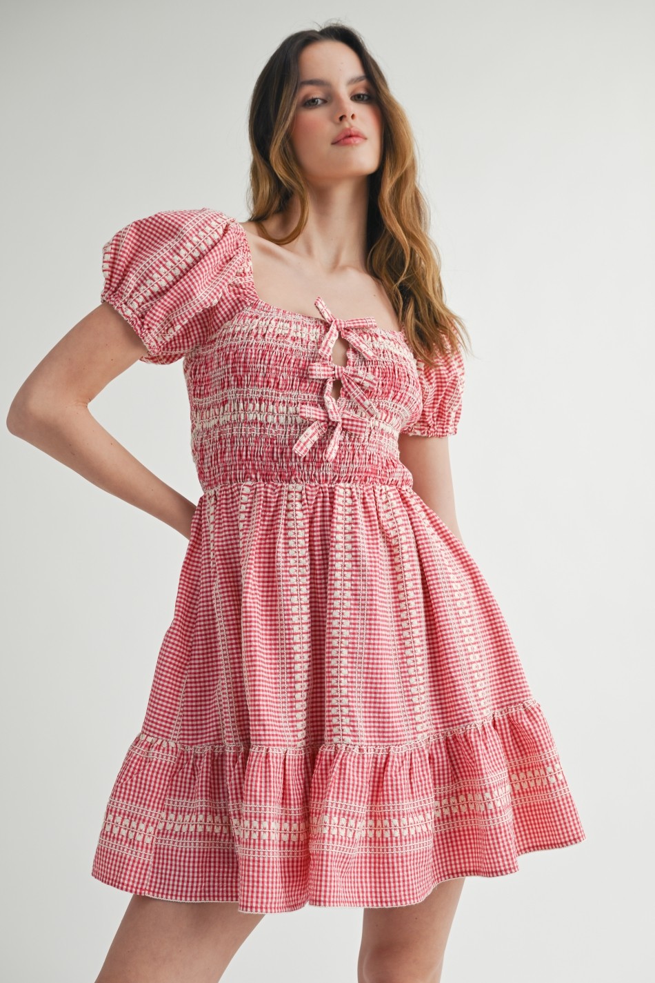 Chic Gingham Smocked Dress - Image 4