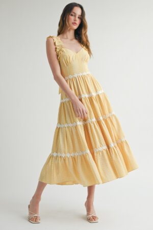 Elegant Sleeveless Sundress With Gingham Charm