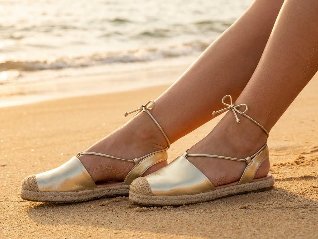 Gold Vizzano Alpargatas Style Adjustable Fit Brazilian Women's Footwear for Comfort & Elegance Napa Turim Material Jute Sole - Image 4