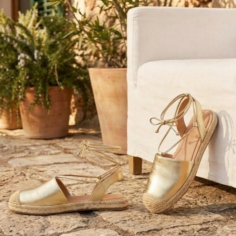 Gold Vizzano Alpargatas Style Adjustable Fit Brazilian Women's Footwear for Comfort & Elegance Napa Turim Material Jute Sole - Image 3