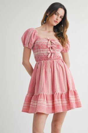 Chic Gingham Smocked Dress