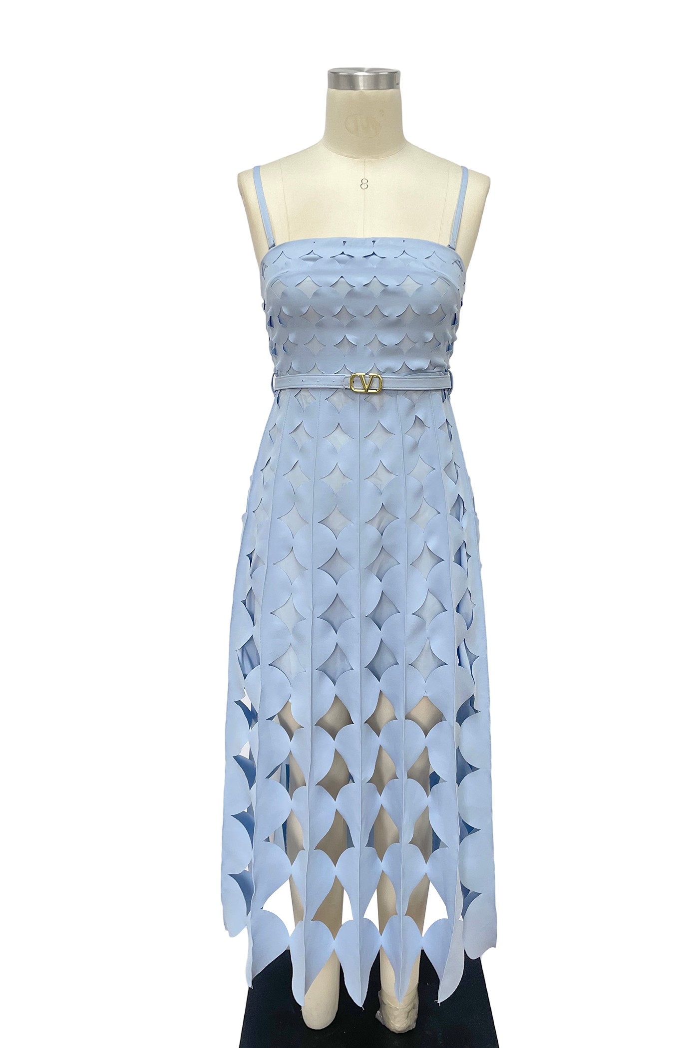Mint Laser-Cut Pleated Maxi Dress - Image 6