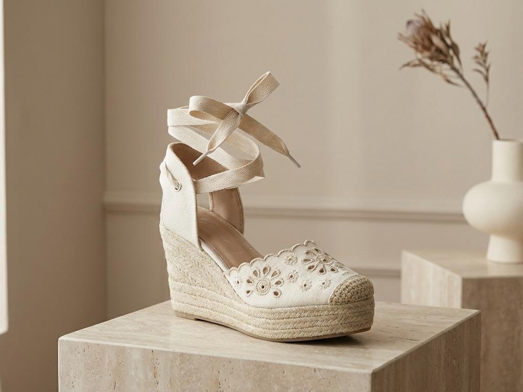 Elegant Classic Espadrille Wedge Lace-Up Platform Shoes