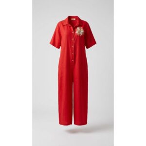 Women's Chic Overalls - Short Sleeves, Button-Front Design