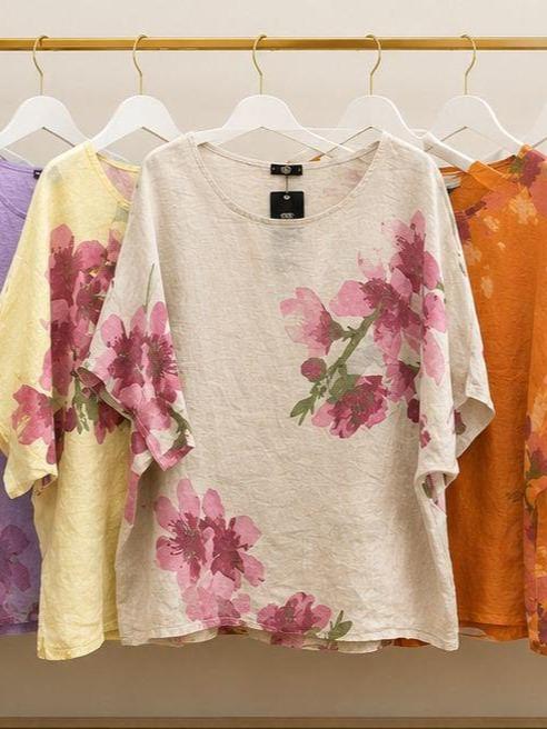 ESYAZO Italian Linen Floral 2-Piece Set – Premium Long Sleeve Blouse & Wide-Leg Trousers - Image 9
