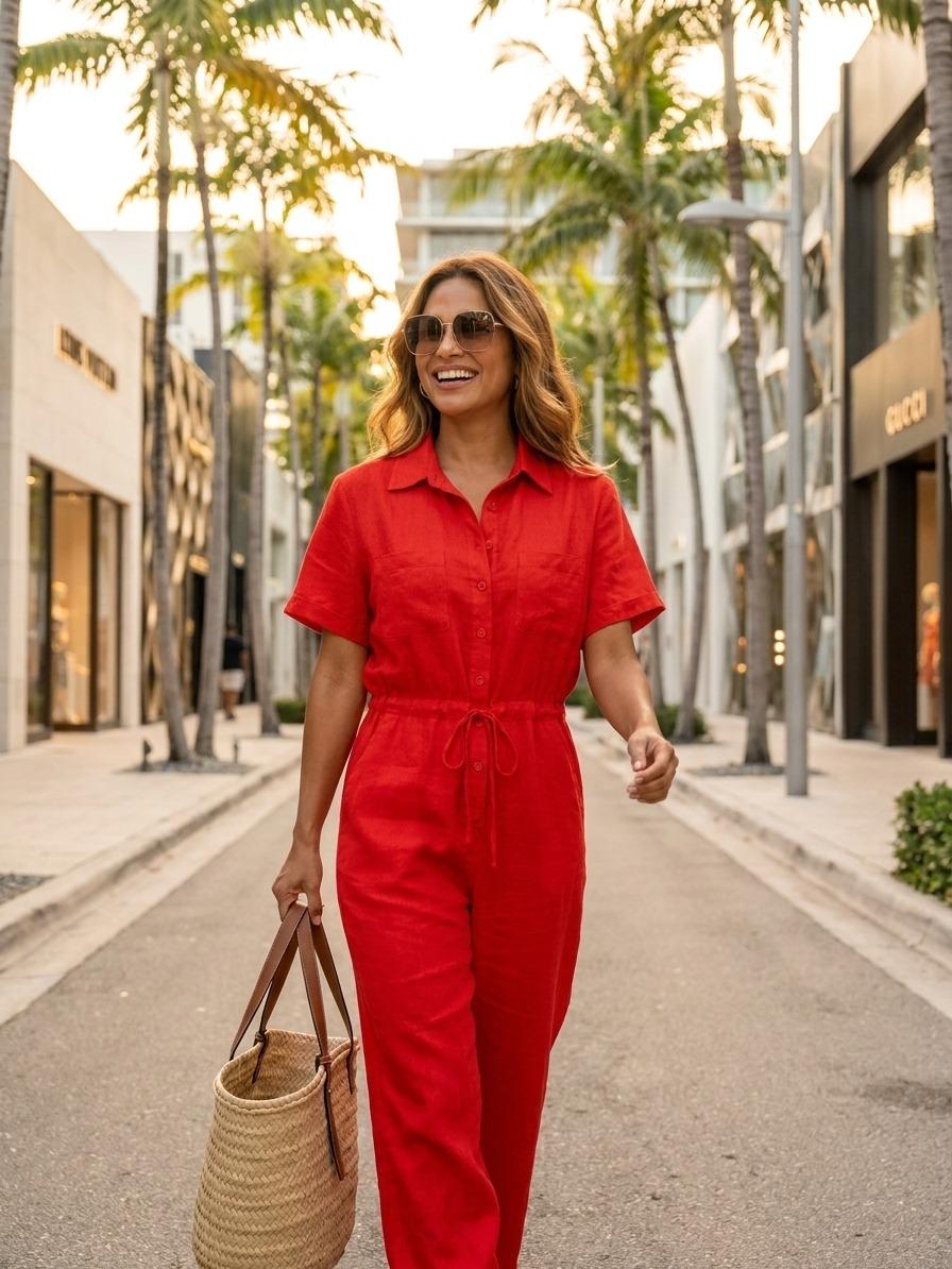 Italian Lady's 100% Linen Jumpsuit - 1 Size
