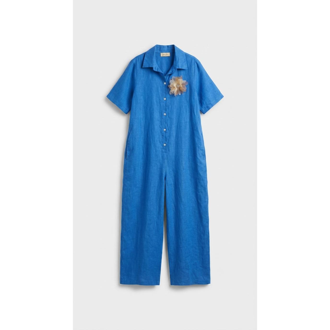 Women's Chic Overalls - Short Sleeves, Button-Front Design - Image 3