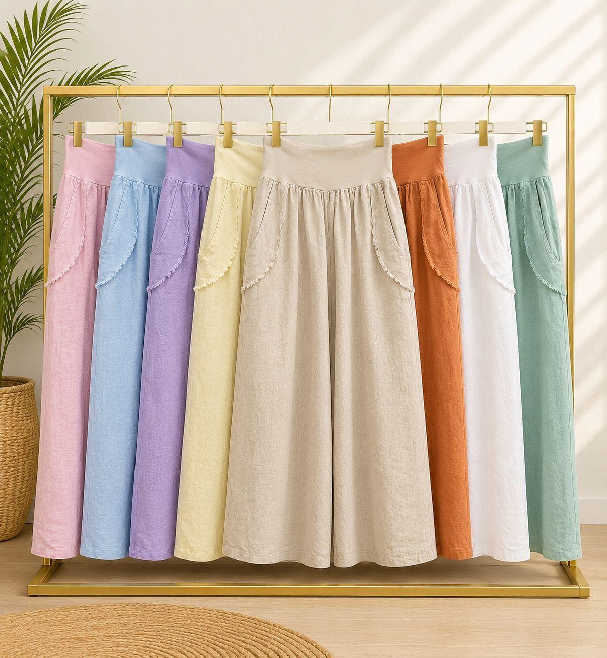 ESYAZO Italian Linen Floral 2-Piece Set – Premium Long Sleeve Blouse & Wide-Leg Trousers - Image 10