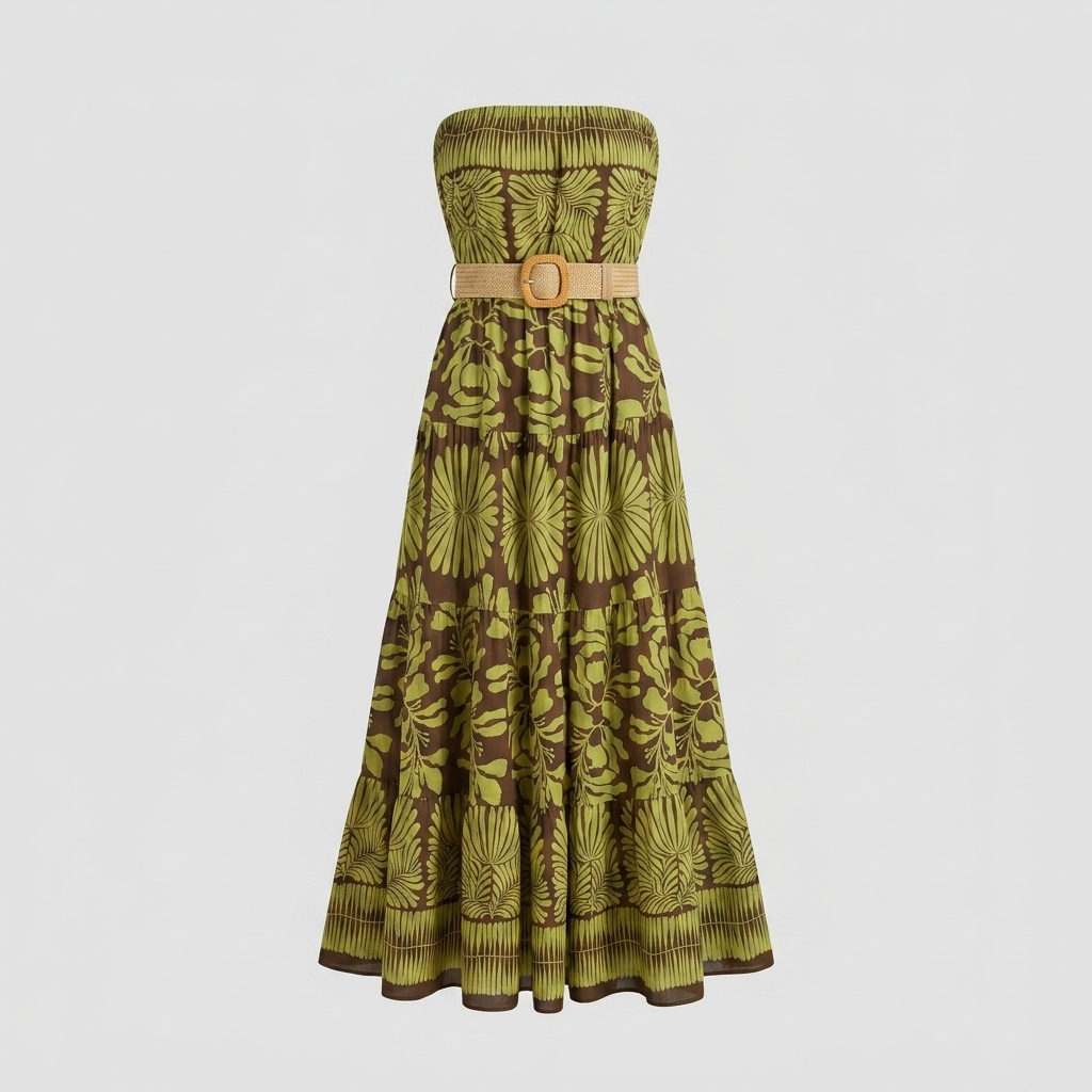 Elegant Floral Print MAXI Dress with Belted Waistband - Image 6