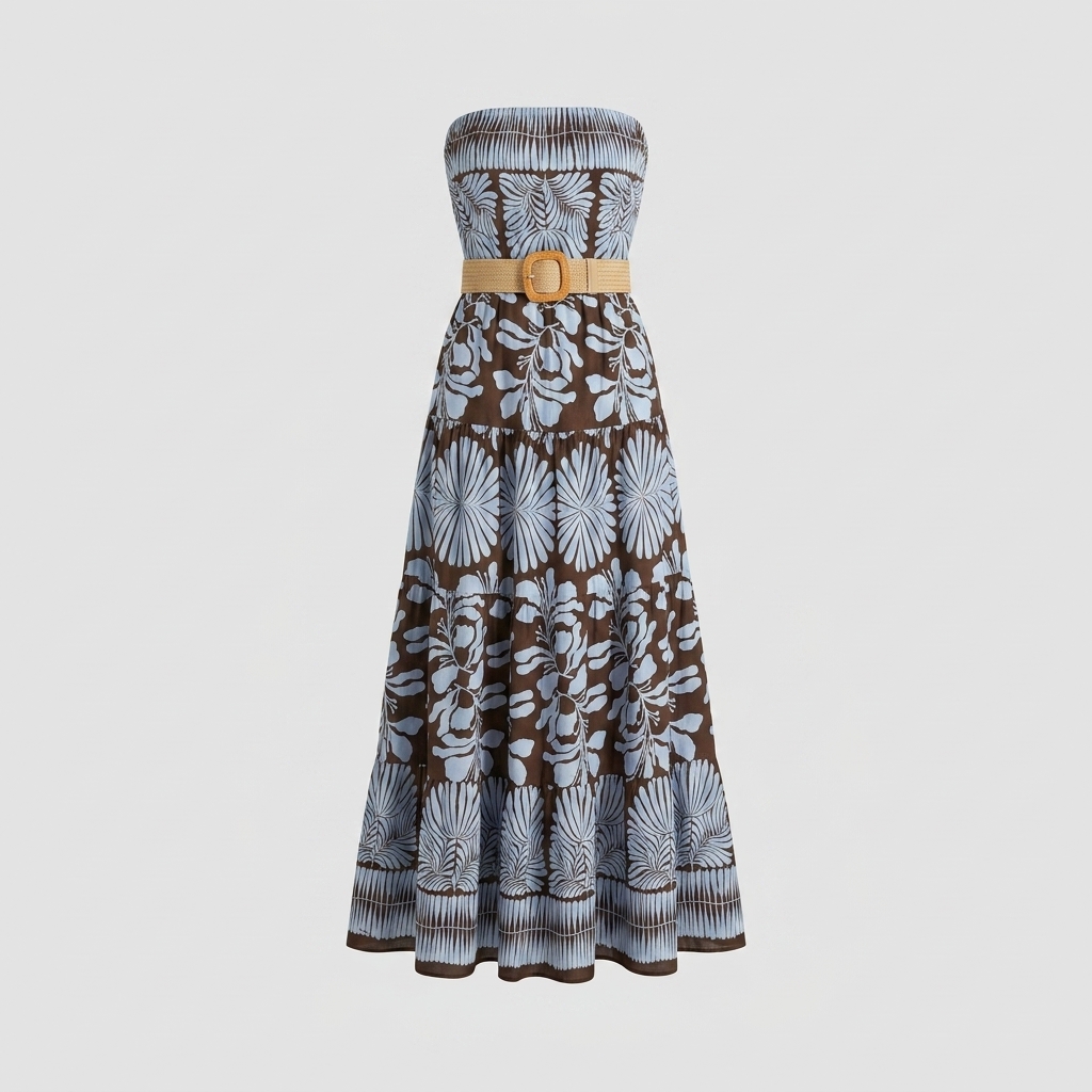 Elegant Floral Print MAXI Dress with Belted Waistband - Image 4