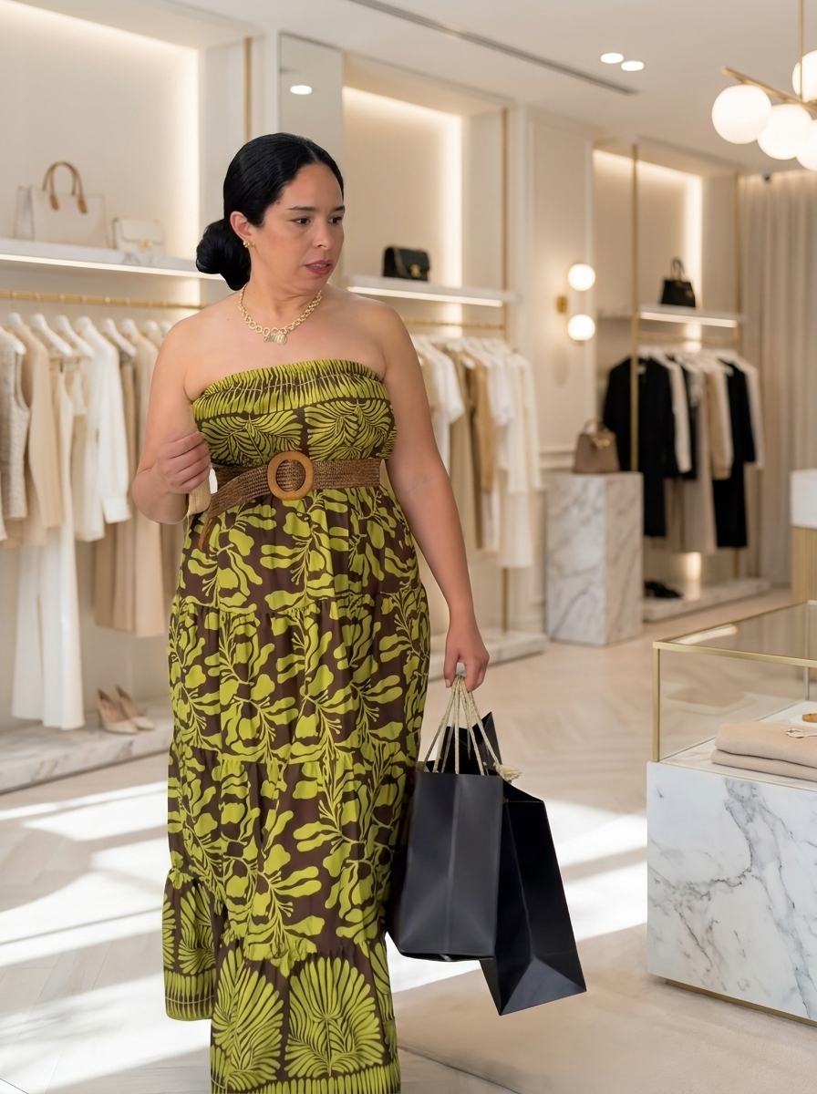 Elegant Floral Print MAXI Dress with Belted Waistband - Image 2
