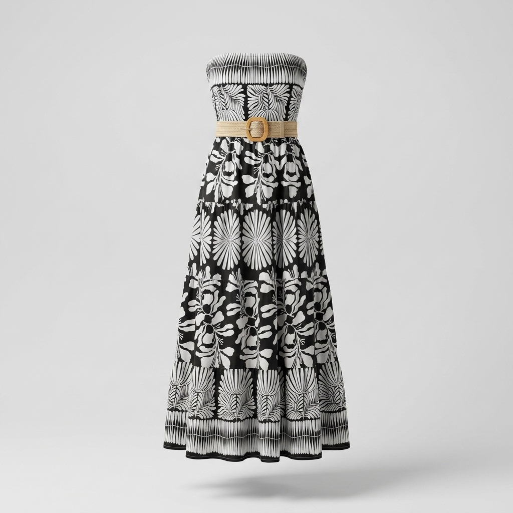 Elegant Floral Print MAXI Dress with Belted Waistband - Image 11
