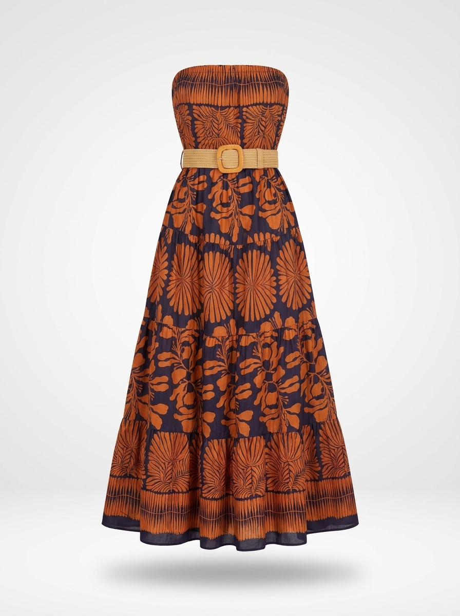 Elegant Floral Print MAXI Dress with Belted Waistband - Image 8